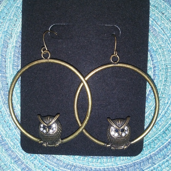 Owl hoop earrings - Picture 2 of 2